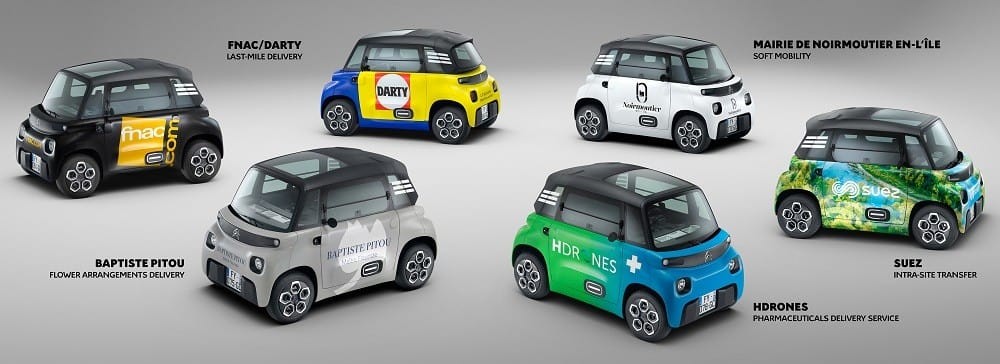Citroen My Ami Cargo với logo và màu khác nhau