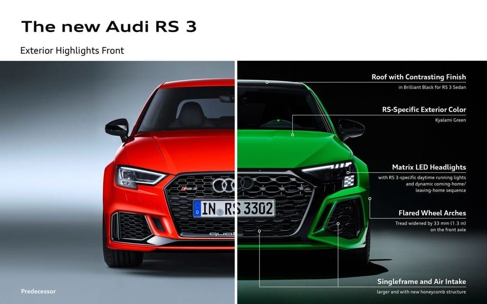 Audi RS3 Sportback và Audi RS3 Sedan 2021 Các điểm nổi bật trên Audi RS3 Sportback và Audi RS3 Sedan 2021