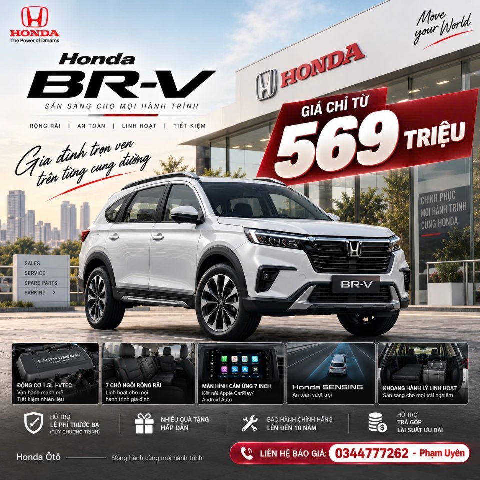 HONDA BR-V – SUV 7 CHỖ, GIÁ ĐANG CỰC TỐT!